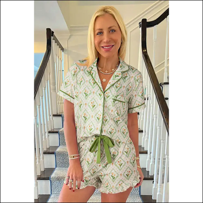 Needful Things: Get your Chic Green Floral Pajama Set On! 😴🌿 - Loungewear Two Piece Sets on Sale Worldwide Shipping