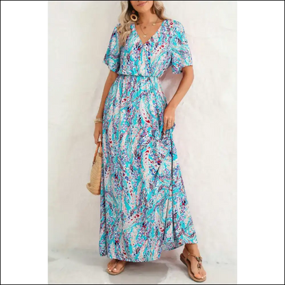 Abstract Botanic Print: Turns Heads Hides Snacks (needful Things) 🌿 - Green / s - Maxi Dresses on Sale Worldwide Shipping