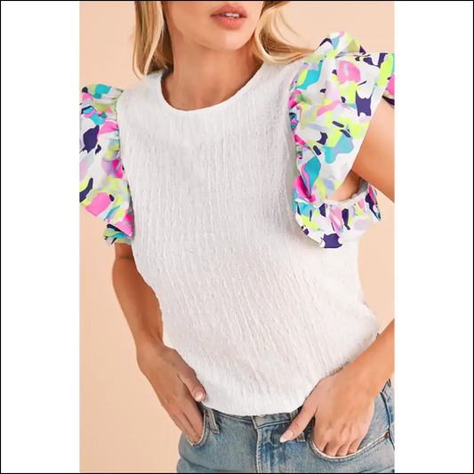 Abstract Puff Sleeve Top: so Chic It’s Scary (good) - Needful Things 😈 - White / s - Blouses on Sale Worldwide Shipping