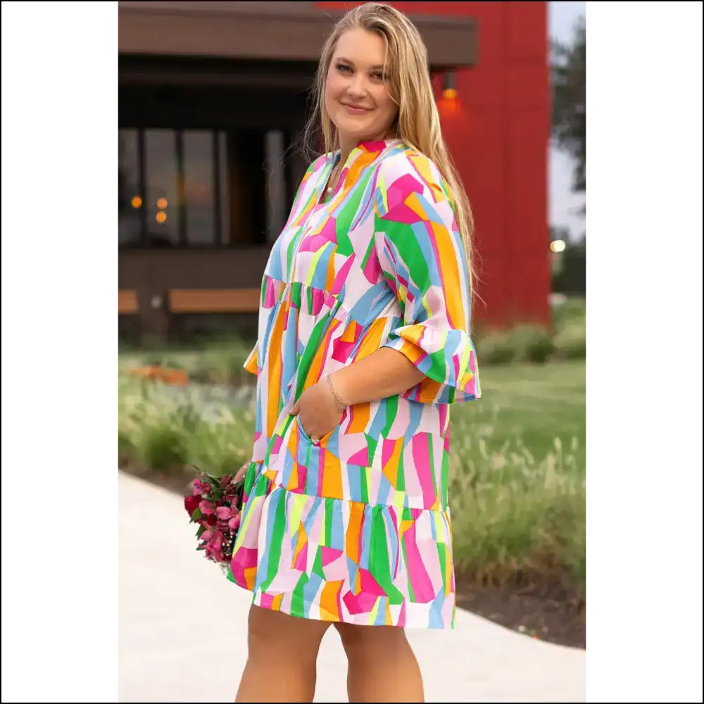 Abstract Ruffle Mini Dress: Curves & Ready to Party 🎉 (needful Things) - Plus Size Dresses on Sale Worldwide Shipping