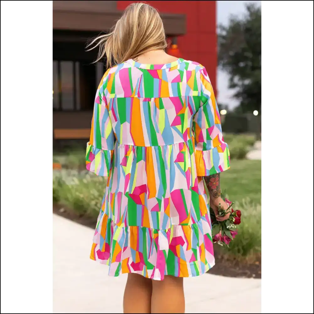 Abstract Ruffle Mini Dress: Curves & Ready to Party 🎉 (needful Things) - Plus Size Dresses on Sale Worldwide Shipping