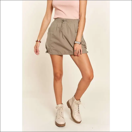 Adora Chic Drawstring Skort with Pockets - Tan / m - Shorts on Sale Worldwide Shipping