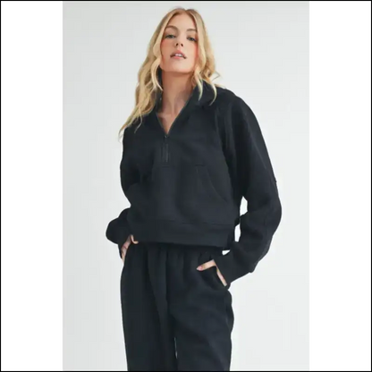 Aemi + co Chic Half Zip Raglan Hoodie with Kangaroo Pocket - Sweatshirts & Hoodies on Sale Worldwide Shipping