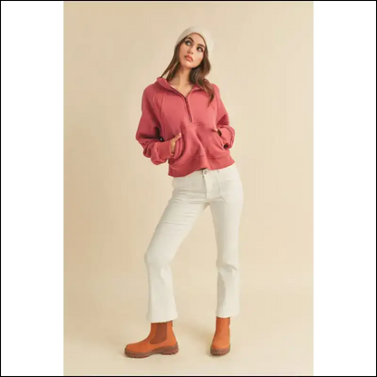 Aemi + co Chic Half Zip Raglan Sleeve Hoodie - Hoodies Sweatshirts & on Sale Worldwide Shipping