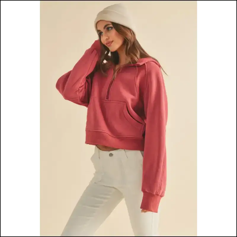 Aemi + co Chic Half Zip Raglan Sleeve Hoodie - Hoodies Sweatshirts & on Sale Worldwide Shipping