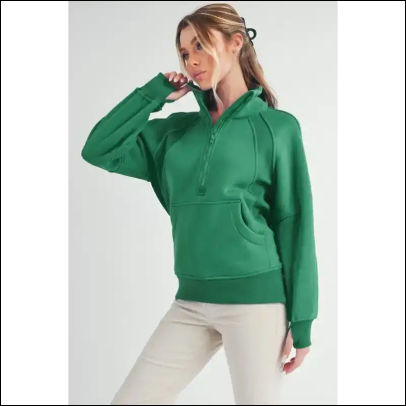 Aemi + co Chic Half Zip Raglan Sweatshirt - Sweatshirts & Hoodies on Sale Worldwide Shipping