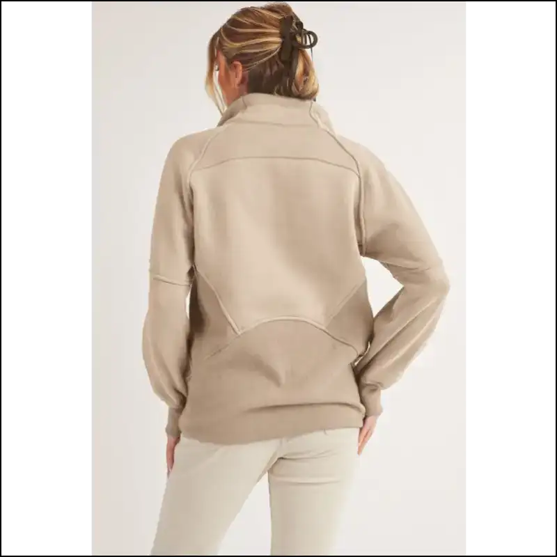Aemi + co Chic Half Zip Raglan Sweatshirt with Kangaroo Pocket - Sweatshirts & Hoodies on Sale Worldwide Shipping