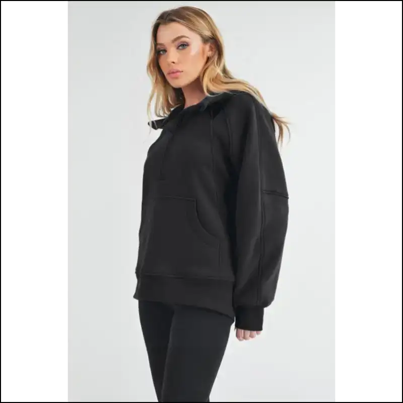 Aemi + co Chic Half Zip Raglan Sweatshirt with Kangaroo Pocket - Sweatshirts & Hoodies on Sale Worldwide Shipping