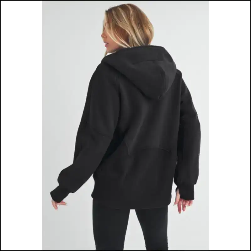 Aemi + co Chic Half Zip Raglan Sweatshirt with Kangaroo Pocket - Sweatshirts & Hoodies on Sale Worldwide Shipping