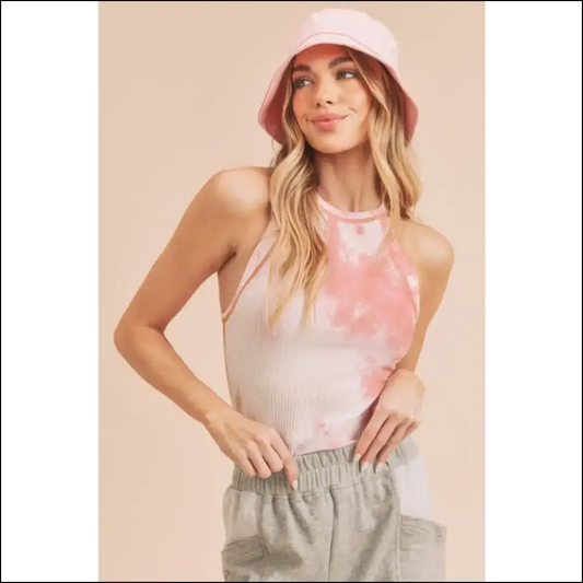 Aemi + co Chic Ribbed Tie-dye Tank - your Summer Essential - Coral / m - Tops on Sale Worldwide Shipping
