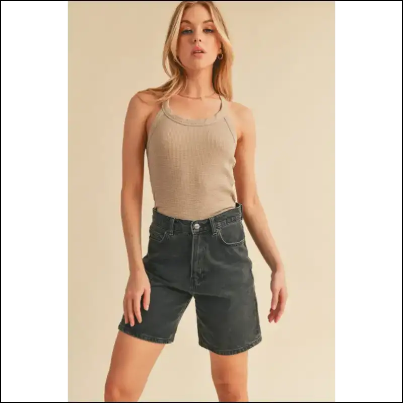 Aemi + co Chic Scoop Neck Ribbed Tank - Tops on Sale Worldwide Shipping