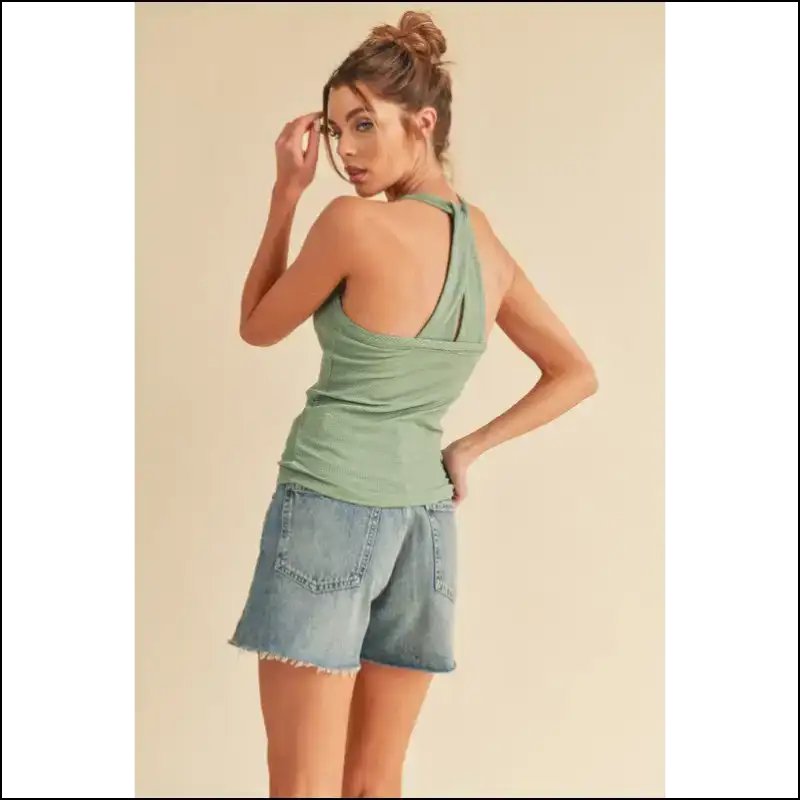 Aemi + co Chic Scoop Neck Ribbed Tank - Tops on Sale Worldwide Shipping