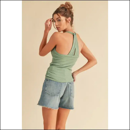 Aemi + co Chic Scoop Neck Ribbed Tank - Tops on Sale Worldwide Shipping