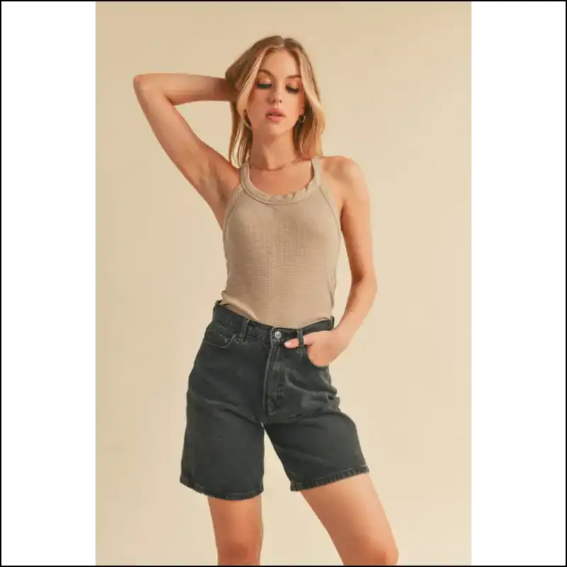 Aemi + co Chic Scoop Neck Ribbed Tank - Tops on Sale Worldwide Shipping