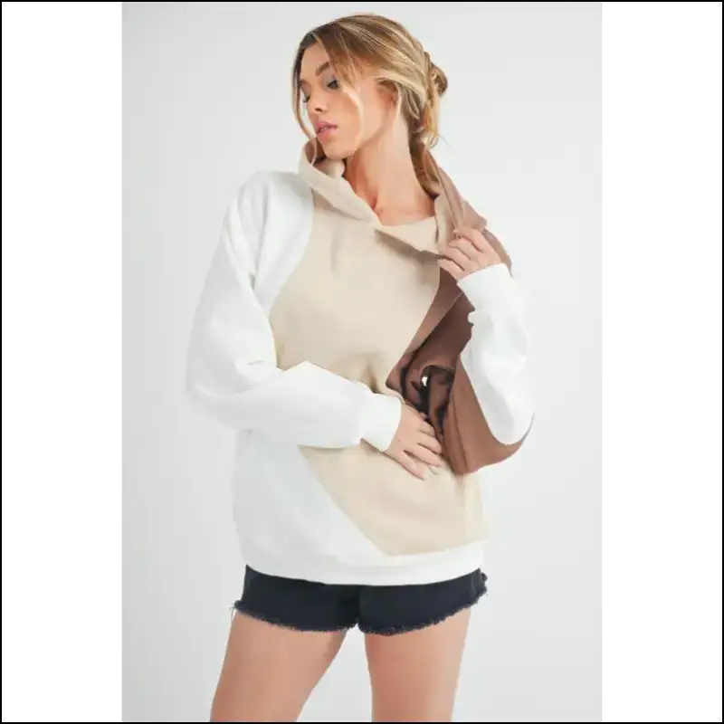Aemi + co Color Block Hoodie with Kangaroo Pocket - Hoodies Sweatshirts & on Sale Worldwide Shipping
