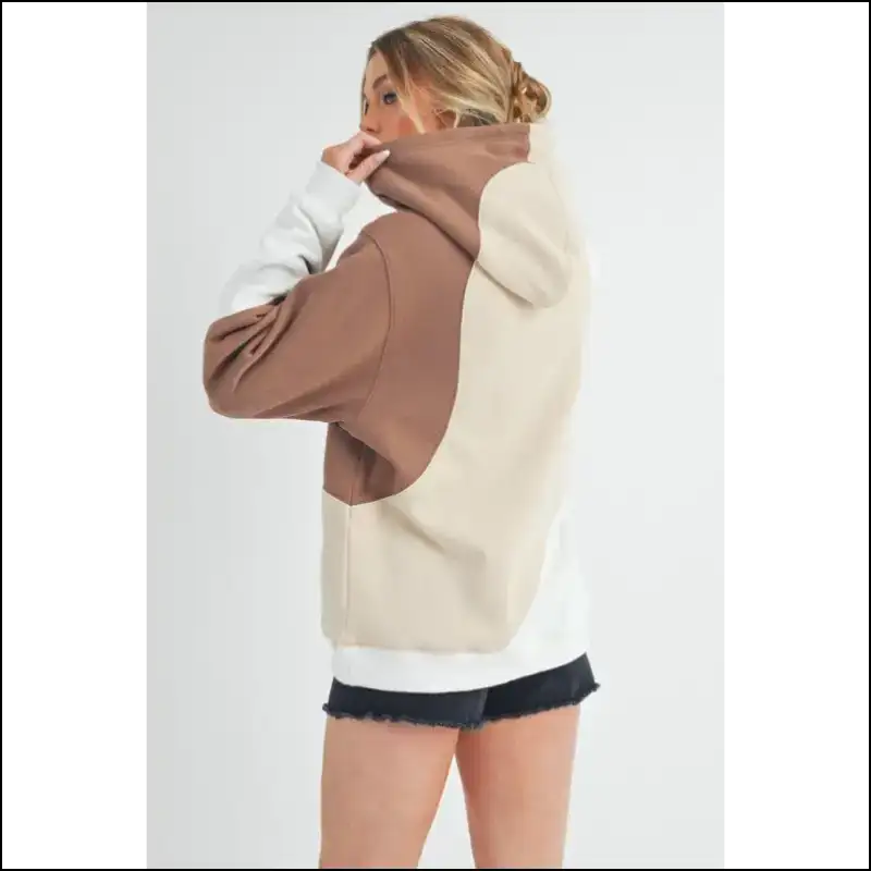 Aemi + co Color Block Hoodie with Kangaroo Pocket - Hoodies Sweatshirts & on Sale Worldwide Shipping