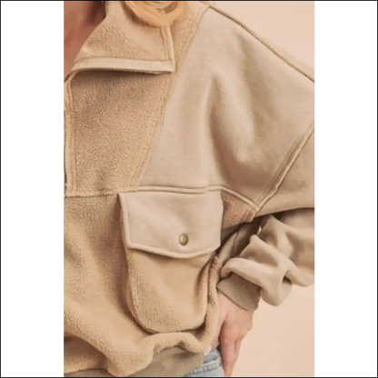 Aemi + co Exposed Seam Half Zip Sweatshirt - Sweatshirts & Hoodies on Sale Worldwide Shipping
