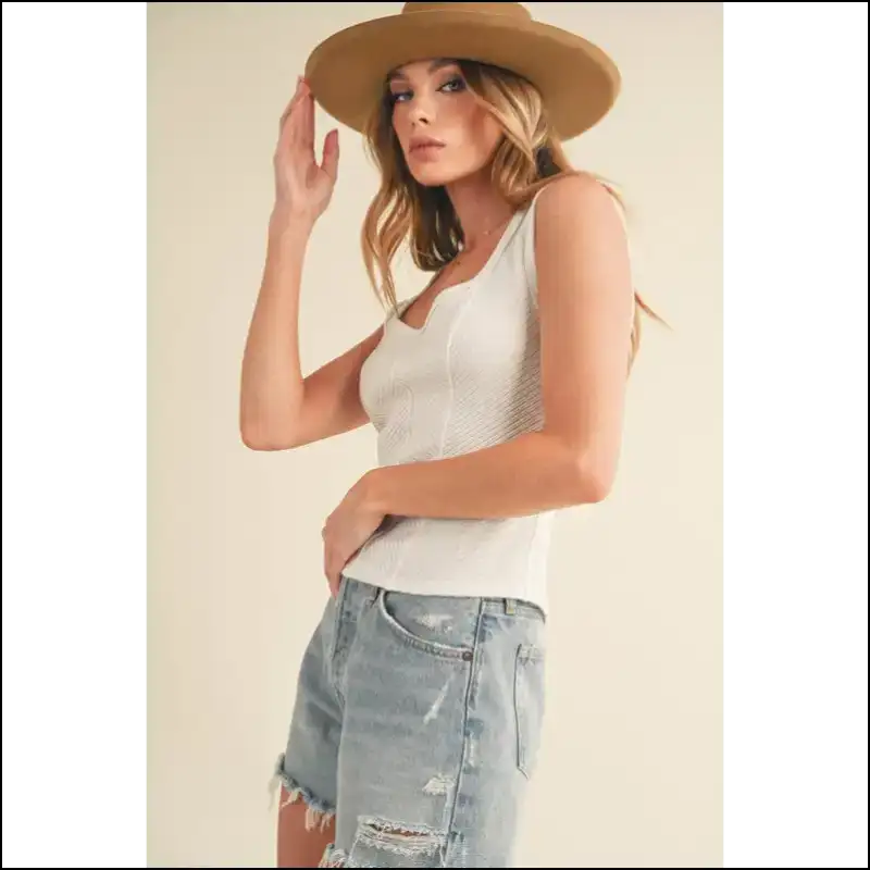 Aemi + co Exposed Seam Ribbed Wide Strap Tank - Tops on Sale Worldwide Shipping