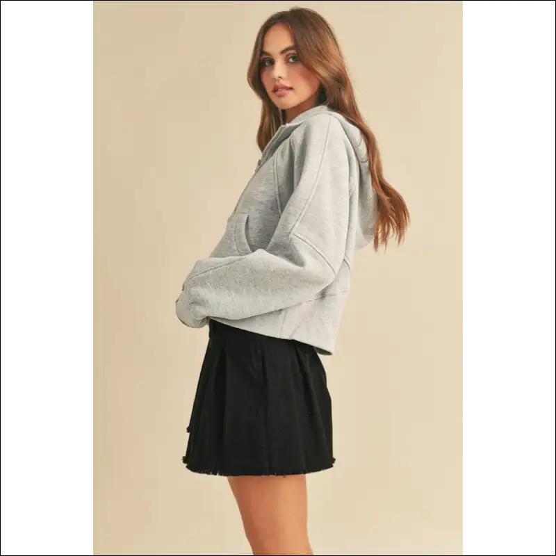 Aemi + co Chic Half Zip Raglan Sleeve Hoodie - Sweatshirts & Hoodies on Sale Worldwide Shipping