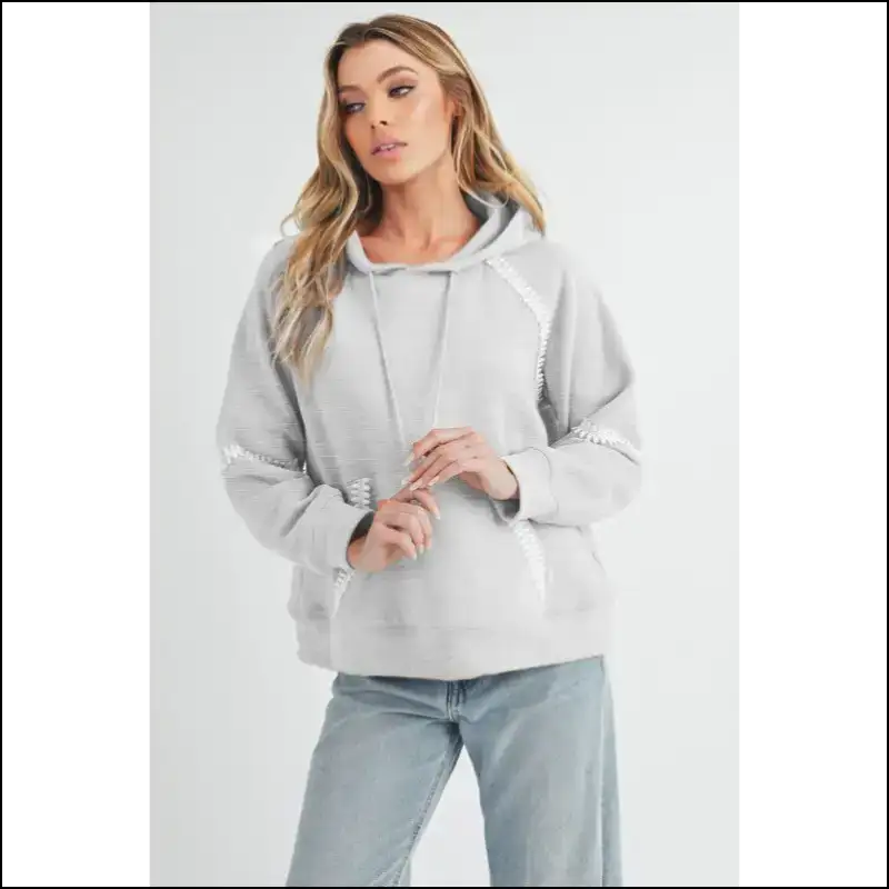 Aemi + co Lace Detail Drawstring Hoodie - Hoodies Sweatshirts & on Sale Worldwide Shipping