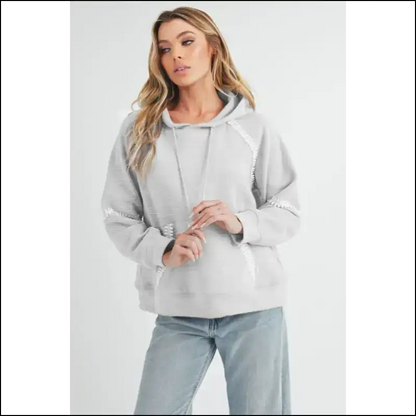 Aemi + co Lace Detail Drawstring Hoodie - Hoodies Sweatshirts & on Sale Worldwide Shipping