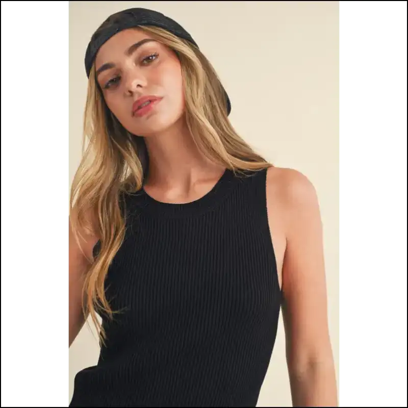 Aemi + co Ribbed Round Neck Knit Tank - Tops on Sale Worldwide Shipping