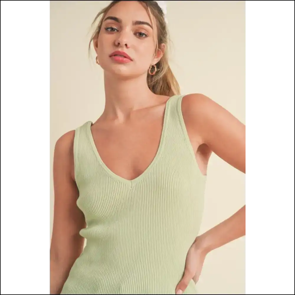 Aemi + co Ribbed Wide Strap Knit Tank - Chic & Stylish - Tops on Sale Worldwide Shipping