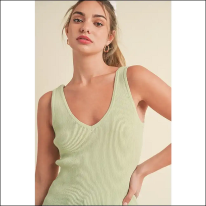 Aemi + co Ribbed Wide Strap Knit Tank - Chic & Stylish - Tops on Sale Worldwide Shipping