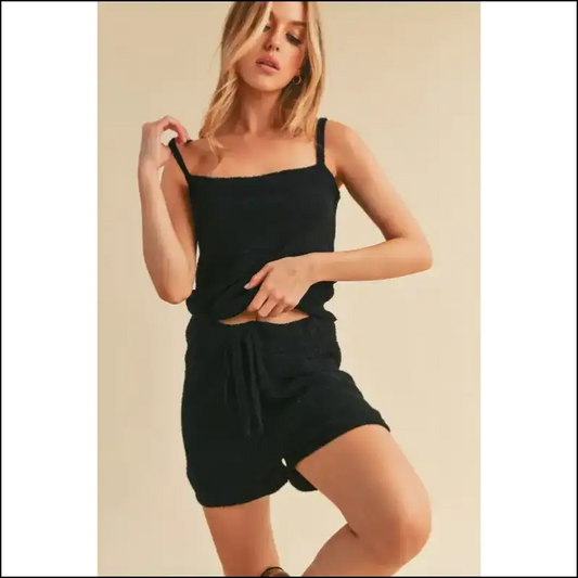 Aemi + co Square Neck Cropped Cami - Black / l - Tank Tops on Sale Worldwide Shipping