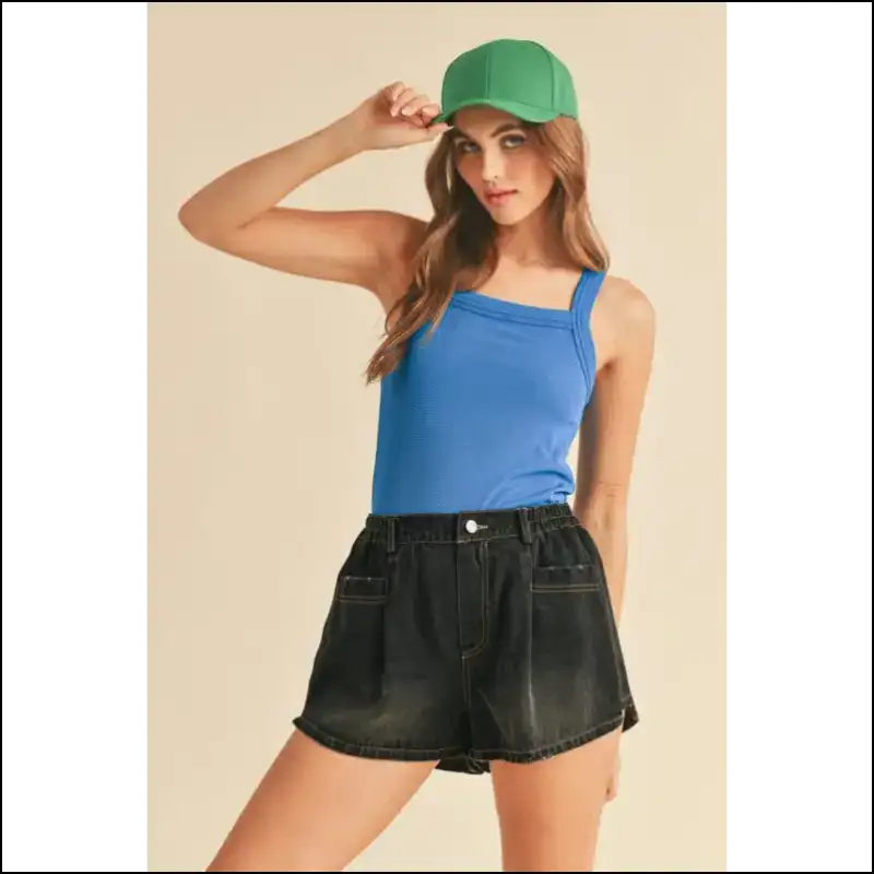 Aemi + co Square Neck Wide Strap Tank - Chic & Versatile - Royal Blue / s - Tops on Sale Worldwide Shipping