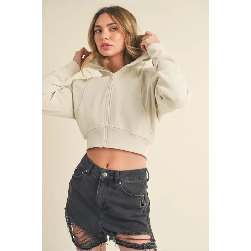 Aemi + co Trendy Cropped Zip-up Hoodie - Hoodies Sweatshirts & on Sale Worldwide Shipping