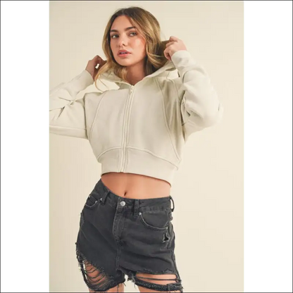 Aemi + co Trendy Cropped Zip-up Hoodie - Hoodies Sweatshirts & on Sale Worldwide Shipping