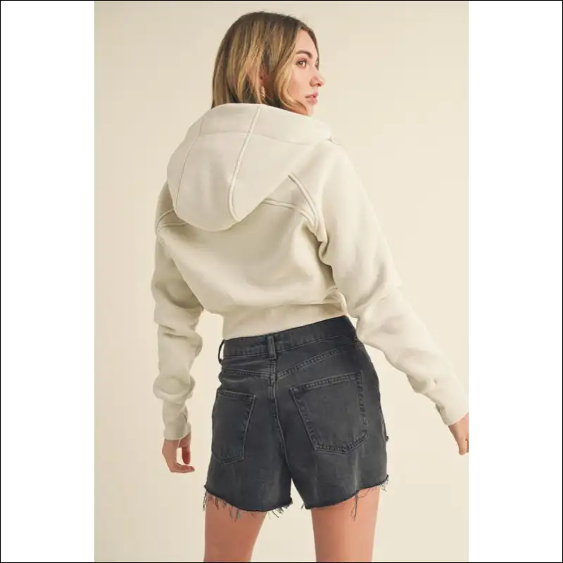 Aemi + co Trendy Cropped Zip-up Hoodie - Hoodies Sweatshirts & on Sale Worldwide Shipping