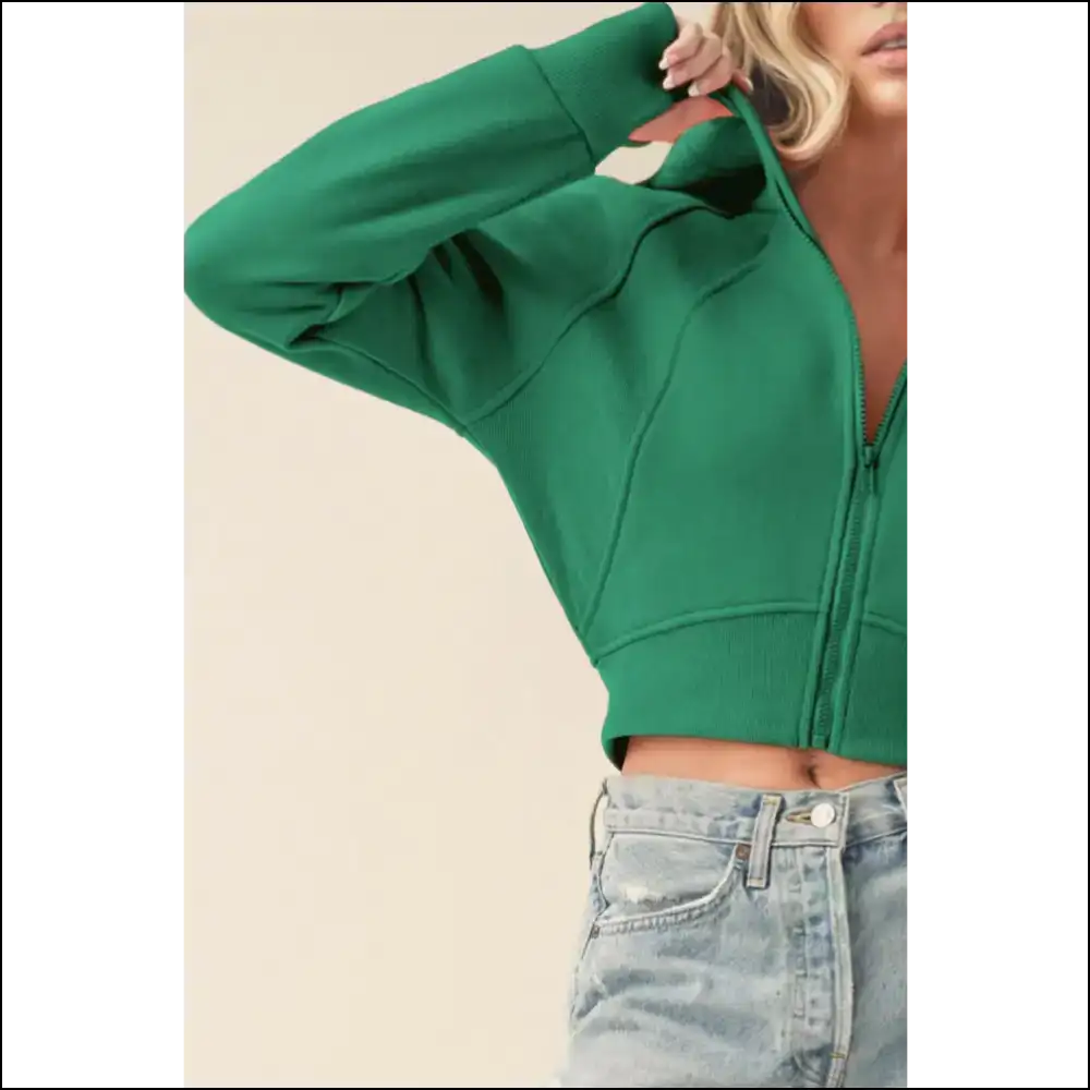 Aemi + co Zip Up Raglan Sleeve Cropped Hoodie - Hoodies Sweatshirts & on Sale Worldwide Shipping