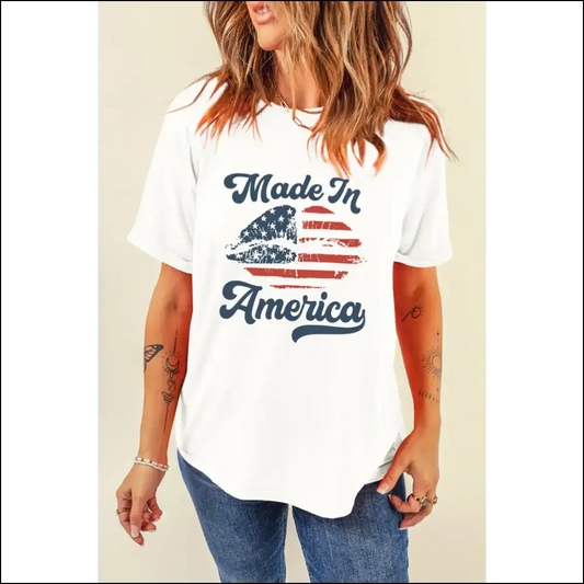 America Lip Graphic o Neck Tee: Kiss my Sass! - White / s - Tees t Shirts on Sale Worldwide Shipping