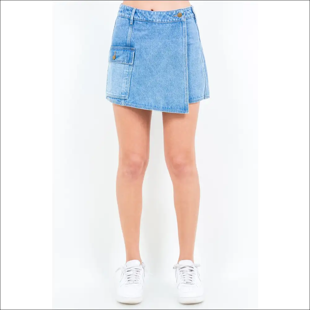 American Bazi Cargo Pocket Denim Skort - Blue / s - Skorts Shorts on Sale Worldwide Shipping