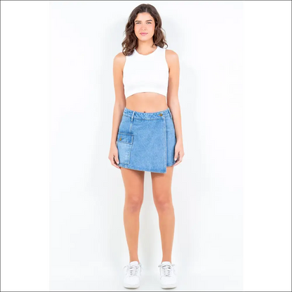 American Bazi Cargo Pocket Denim Skort - Skorts Shorts on Sale Worldwide Shipping
