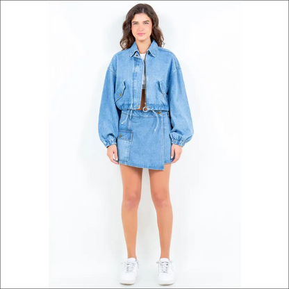 American Bazi Cargo Pocket Denim Skort - Skorts Shorts on Sale Worldwide Shipping