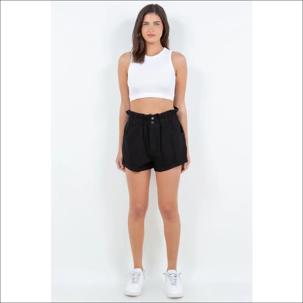 American Bazi High Waist Paper Bag Shorts - on Sale Worldwide Shipping