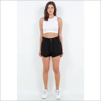 American Bazi High Waist Paper Bag Shorts - on Sale Worldwide Shipping
