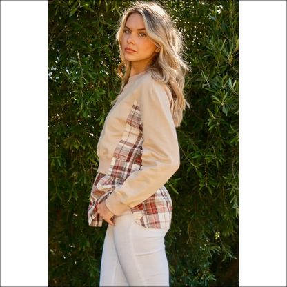 And the why Double Layered Plaid Contrast Sweatshirt - Sweatshirts & Hoodies on Sale Worldwide Shipping