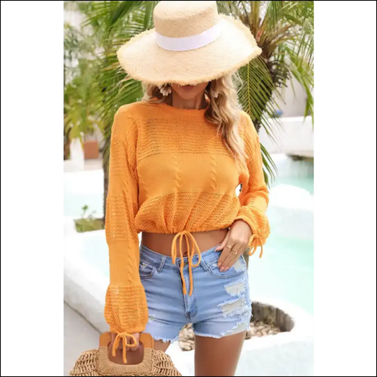 Angel Wings Cropped Cover Up - Tangerine / l - Cover-ups Swimwear on Sale Worldwide Shipping