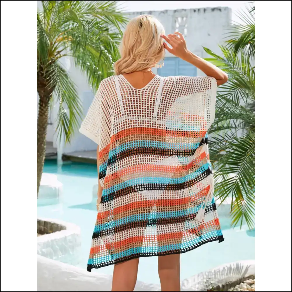 Angel Wings Cutout Striped Cover-up with Tassel - Cover-ups Swimwear on Sale Worldwide Shipping