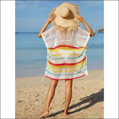 Angel Wings Cutout Striped Cover-up with Tassel - Cover-ups Swimwear on Sale Worldwide Shipping