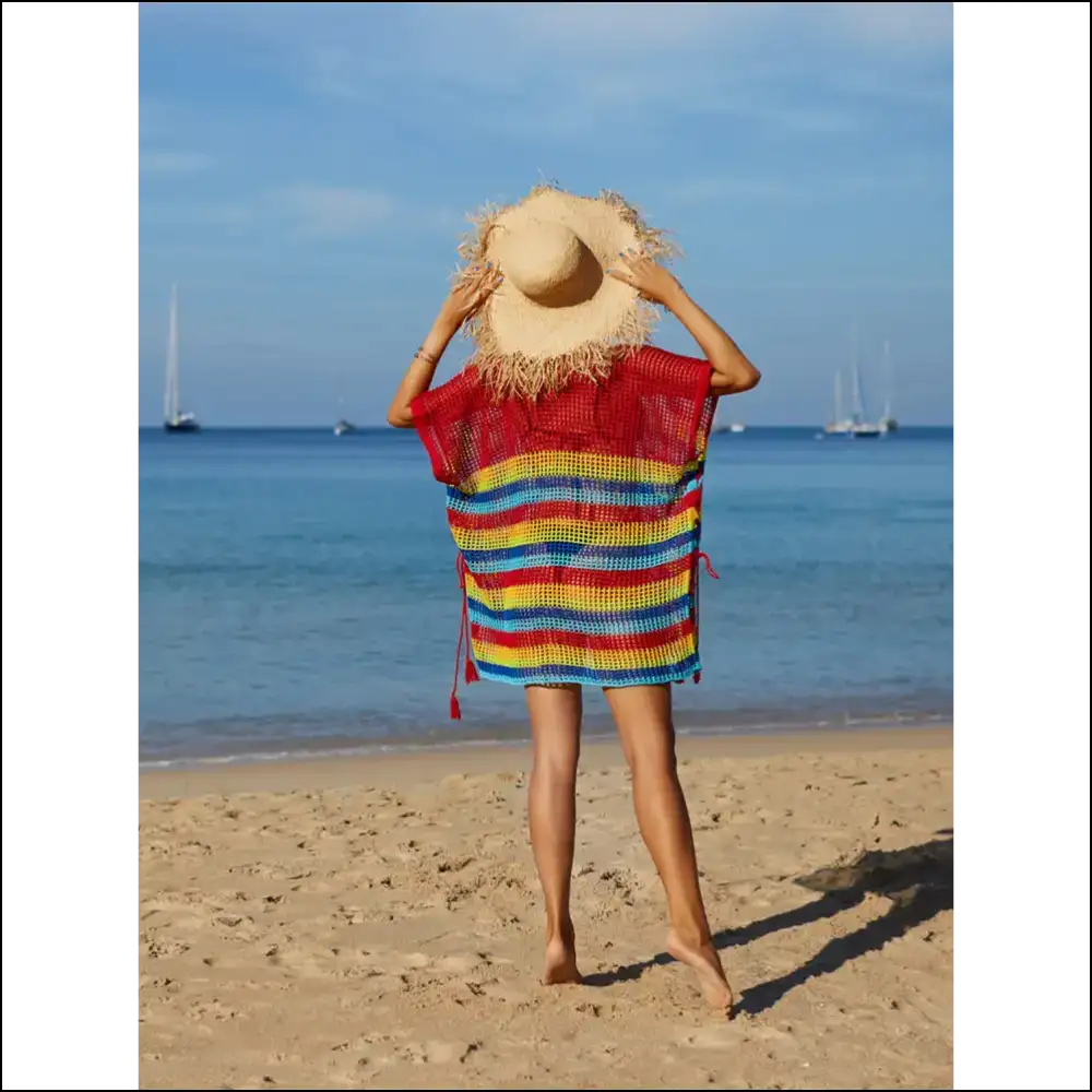 Angel Wings Cutout Striped Cover-up with Tassel - Cover-ups Swimwear on Sale Worldwide Shipping