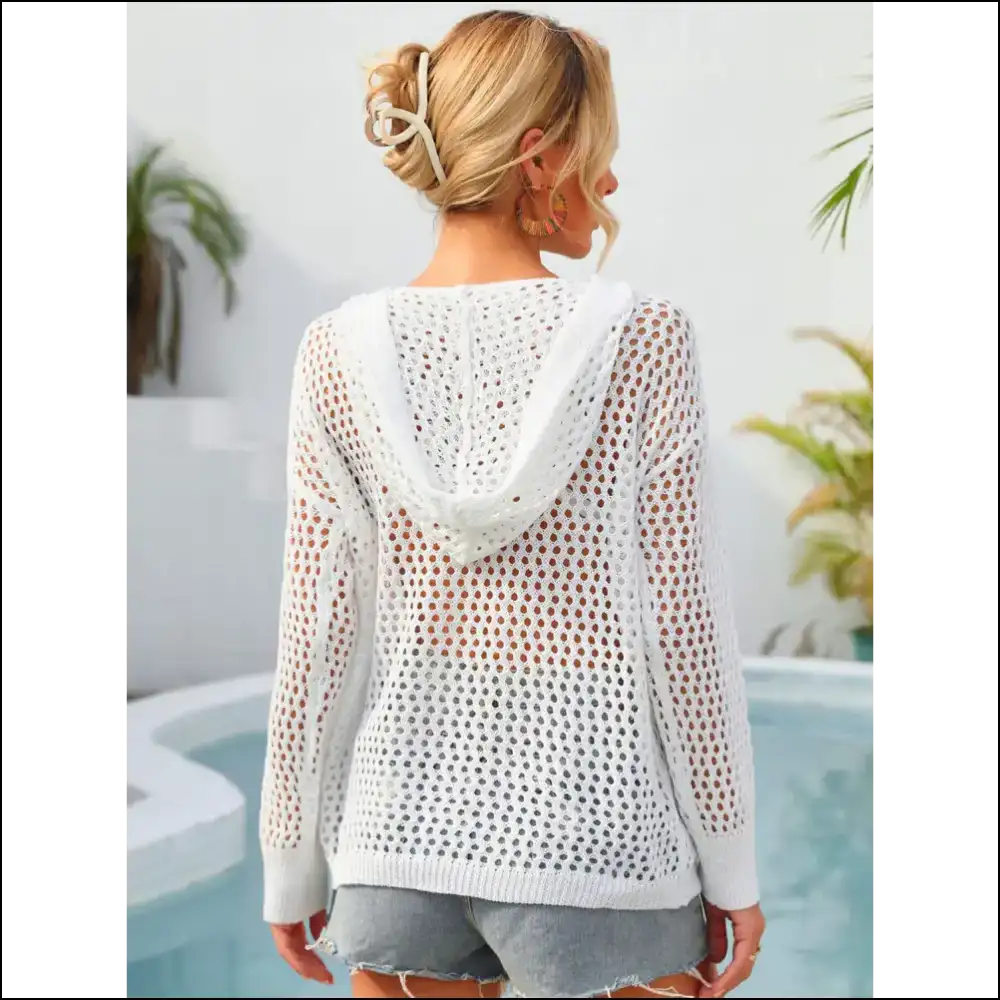Angel Wings Floral Lace-up Hooded Cover-up - Cover-ups Swimwear on Sale Worldwide Shipping