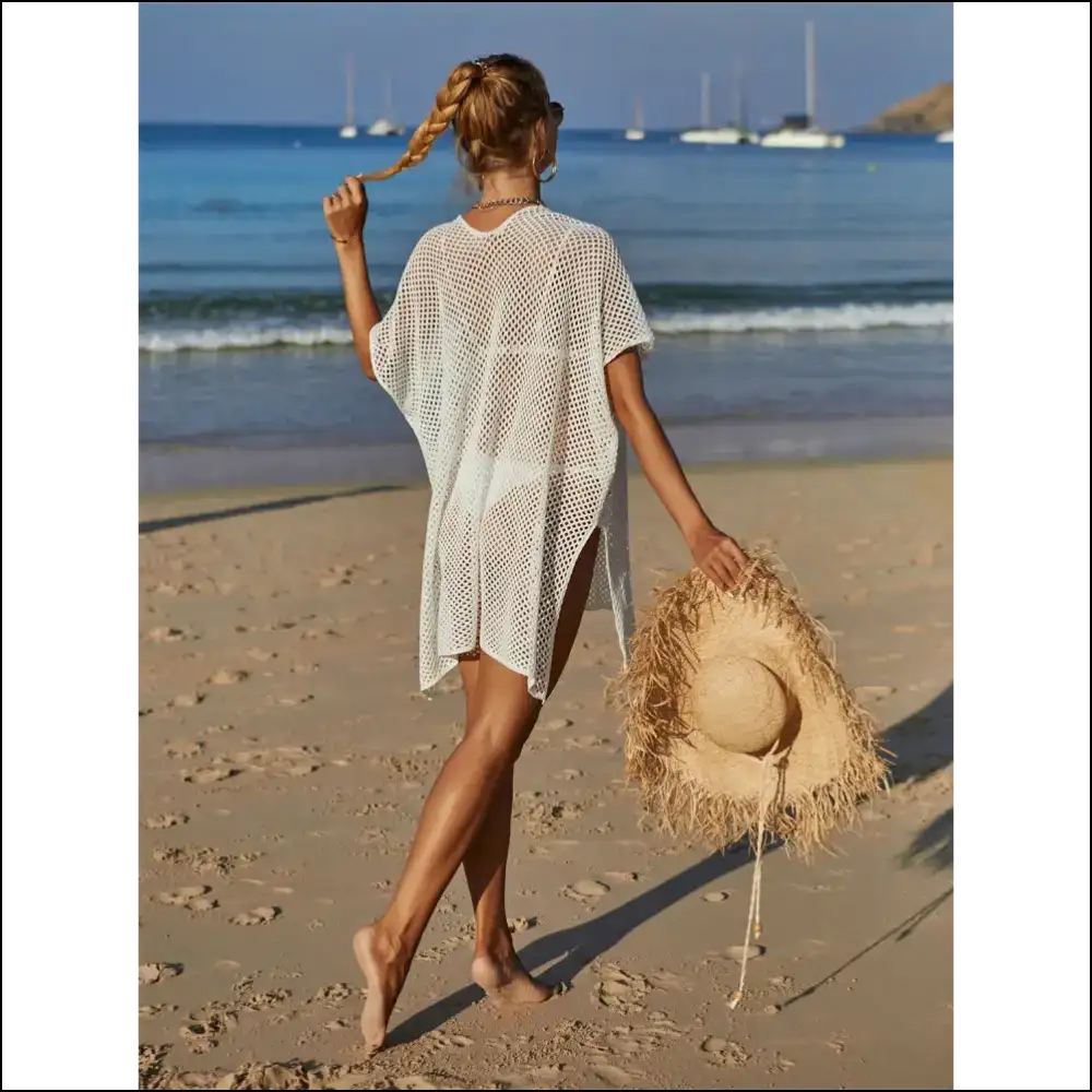 Angel Wings Openwork Flower V-neck Cover Up - Cover-ups Swimwear on Sale Worldwide Shipping