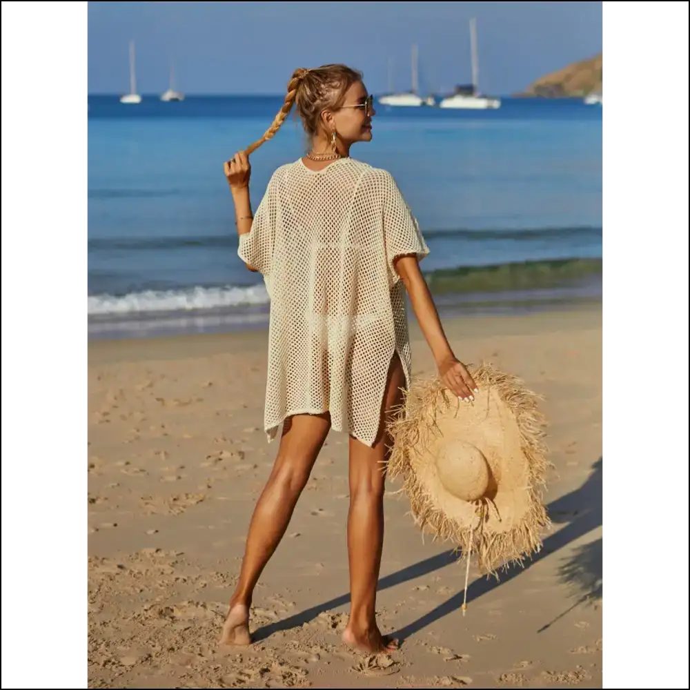 Angel Wings Openwork Flower V-neck Cover Up - Cover-ups Swimwear on Sale Worldwide Shipping