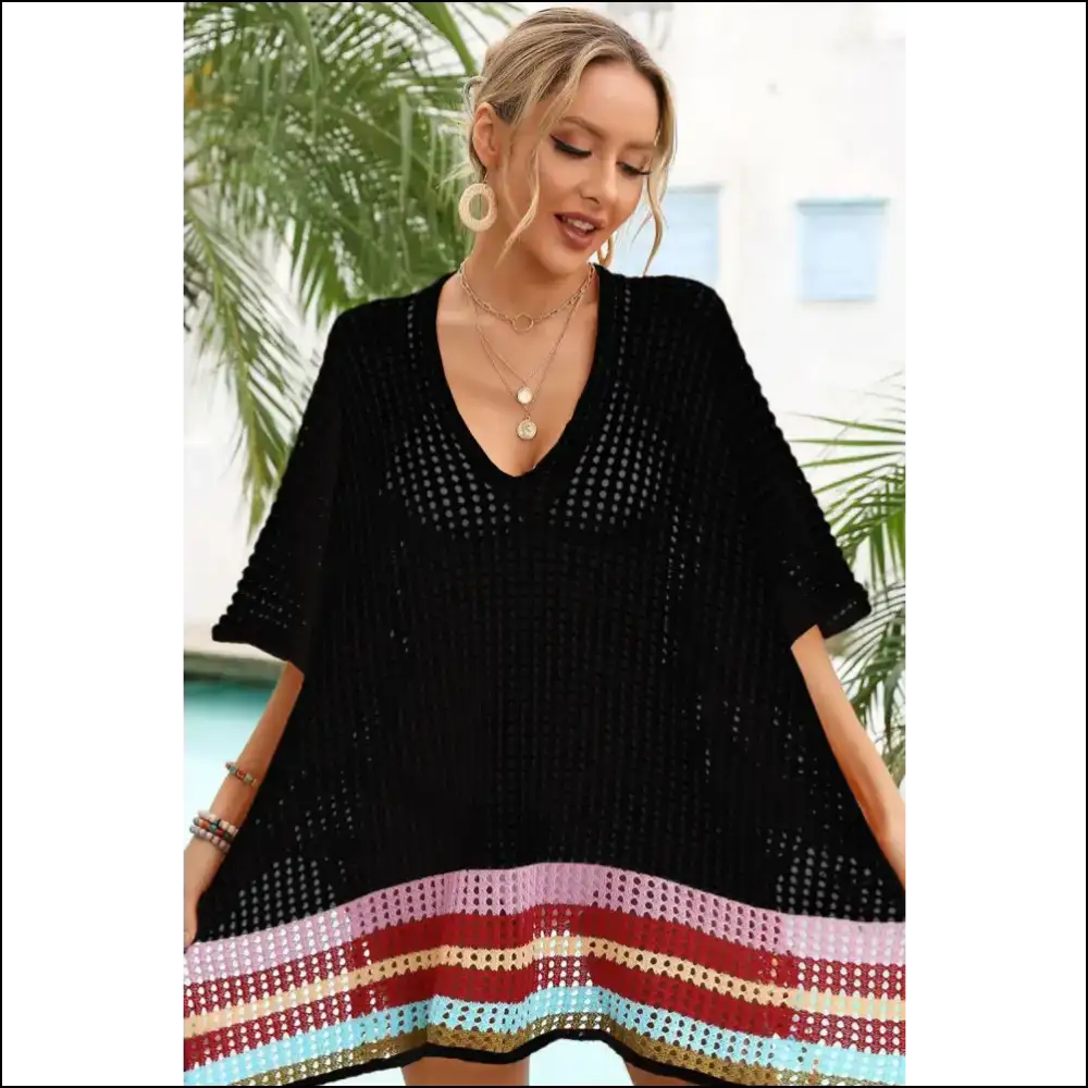 Angel Wings Rainbow Stripe Cover-up - Black / one Size - Cover-ups Swimwear on Sale Worldwide Shipping