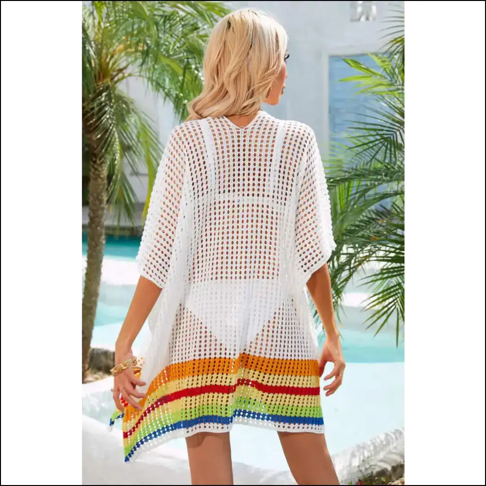 Angel Wings Rainbow Stripe Cover-up - Cover-ups Swimwear on Sale Worldwide Shipping